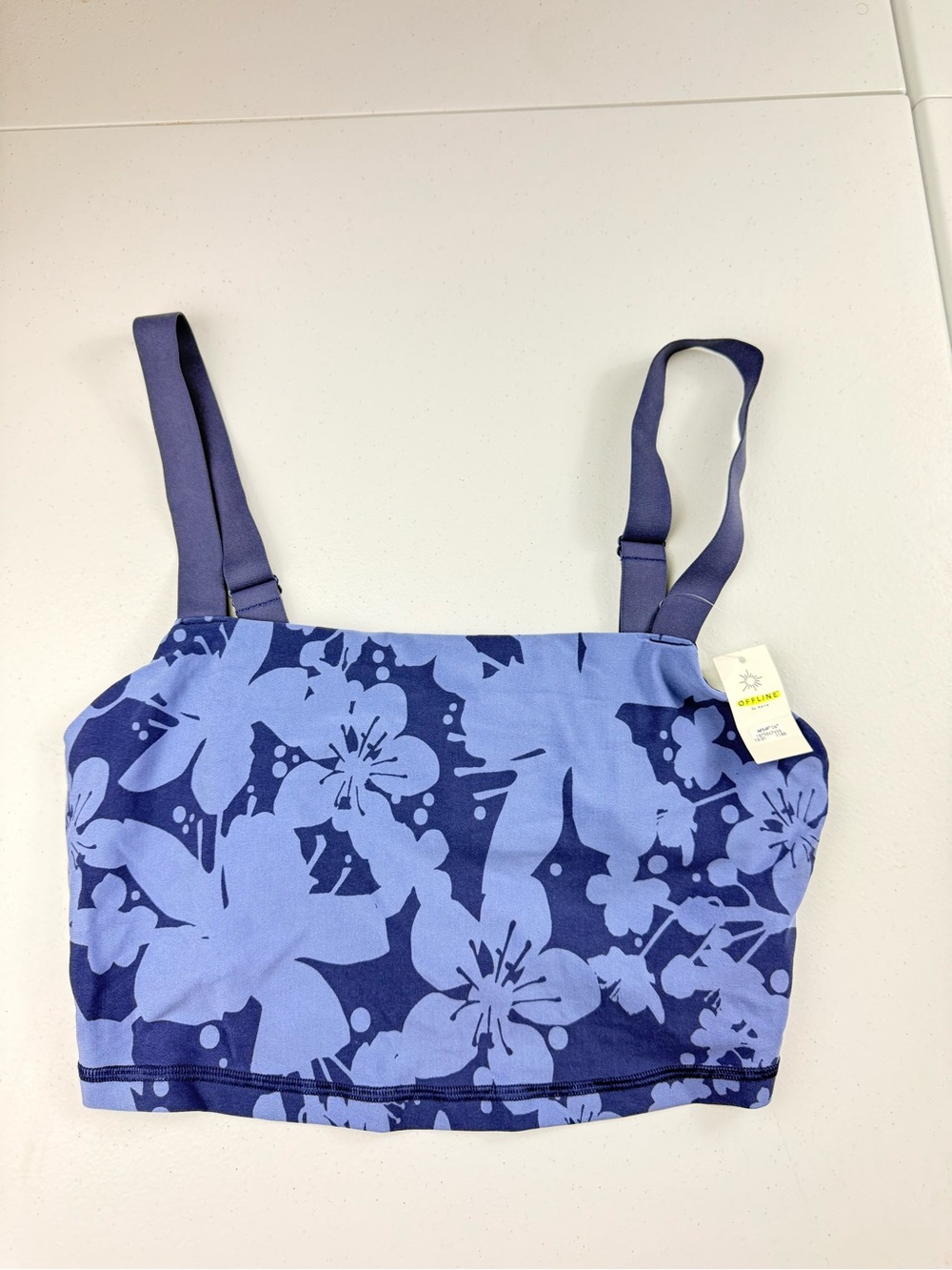 Offline aerie Floral Print Crop Tank Top - Blue